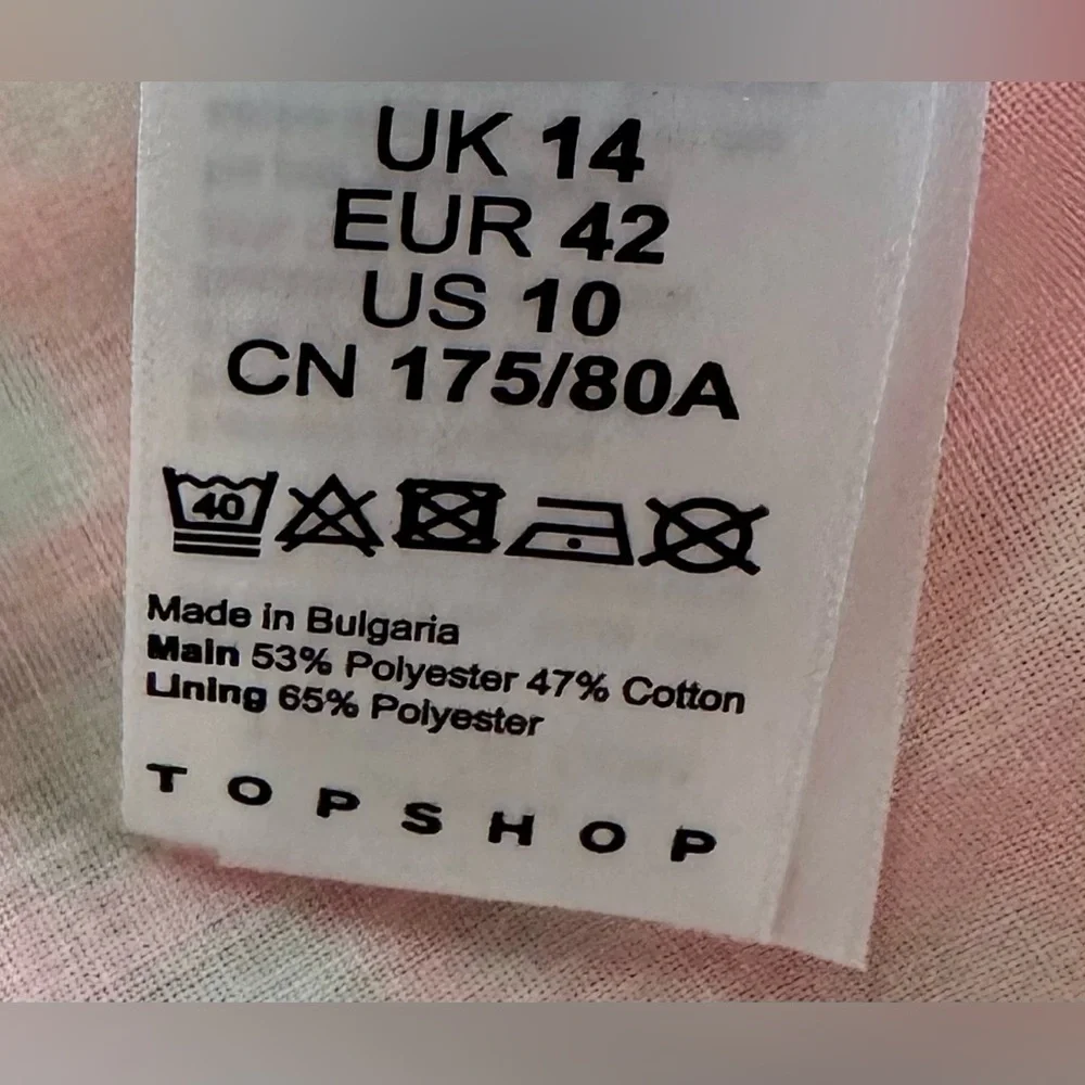 NWT Top Shop Seersucker Bright Pink Gingham Neon Maxi Skirt Sze 10 Drop Waist - Picture 8 of 8